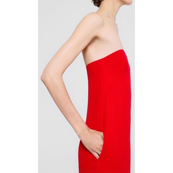 SOPHIE ET VOILA Strapless Crepe Maxi Column Dress in Red Size 38/ US 8 - Picture 2 of 9